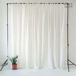 Bílý lněný závěs s poutky Linen Tales Night Time, 250 x 140 cm obraz