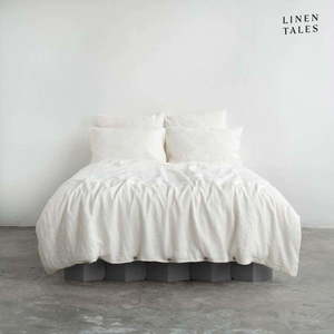 Bílé lněné prodloužené povlečení na dvoulůžko 200x220 cm – Linen Tales obraz