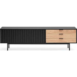 TV stolek v dekoru dubu v černo-přírodní barvě 180x52 cm Sierra – Teulat obraz