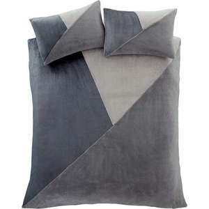 Šedé fleecové povlečení na dvoulůžko/prodloužené 230x220 cm Cosy Larsson Geo – Catherine Lansfield obraz