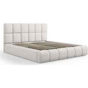 Světle šedá čalouněná dvoulůžková postel s úložným prostorem s roštem 140x200 cm Bellis – Micadoni Home obraz