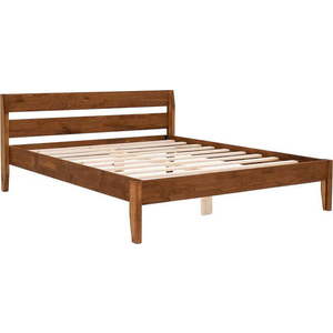 Jednolůžková postel ze smrkového dřeva s roštem v tmavě hnědo-přírodní barvě 120x200 cm Venus – Kalune Design obraz