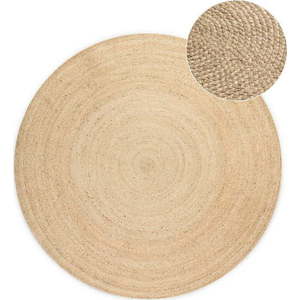 Oboustranný jutový kulatý koberec v přírodní barvě ø 140 cm Braided Ivory – Hanse Home obraz