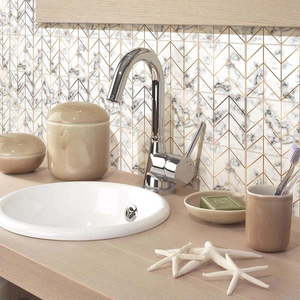 Sada 9 samolepek na zeď Ambiance Marble and Gold Line, 20 x 20 cm obraz