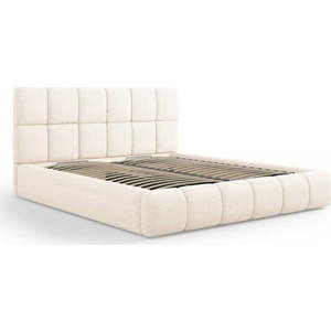 Krémová čalouněná dvoulůžková postel s úložným prostorem s roštem 180x200 cm Bellis – Micadoni Home obraz
