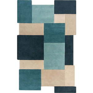 Modro-béžový vlněný koberec 200x290 cm Abstract Collage – Flair Rugs obraz