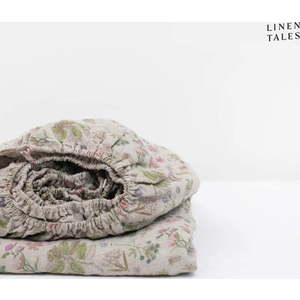 Napínací lněné prostěradlo v přírodní barvě 90x190 cm Botany 2 – Linen Tales obraz