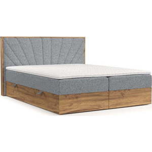 Boxspring postel s úložným prostorem v šedo-přírodní barvě 200x200 cm Asahi – Maison de Rêve obraz