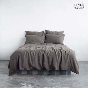 Tmavě šedé lněné povlečení na jednolůžko 135x200 cm – Linen Tales obraz