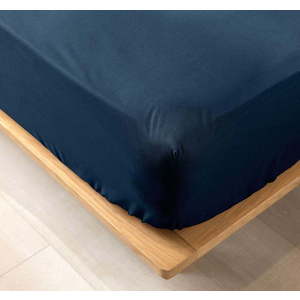 Tmavě modré napínací prostěradlo z Bio bavlny 180x200 cm Biolina – douceur d'intérieur obraz