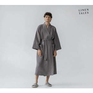 Tmavě šedý župan velikost S/M Honeycomb – Linen Tales obraz