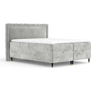 Světle šedá boxspring postel s úložným prostorem 200x200 cm Voyage – Maison de Rêve obraz
