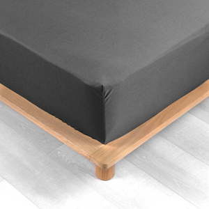 Antracitové napínací prostěradlo z bavlněného perkálu 90x190 cm Percaline – douceur d'intérieur obraz