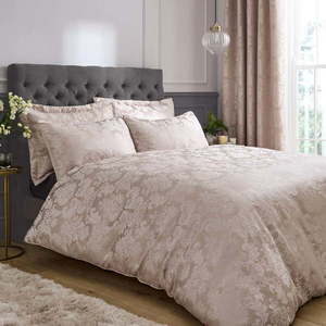 Béžové damaškové povlečení na jednolůžko 135x200 cm Damask Jacquard – Catherine Lansfield obraz