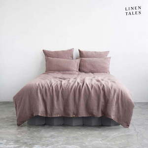 Růžové lněné prodloužené povlečení na dvoulůžko 200x220 cm – Linen Tales obraz