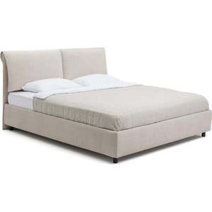 Béžová čalouněná dvoulůžková postel s úložným prostorem s roštem 160x200 cm Myra Pillow – Bonami Selection obraz