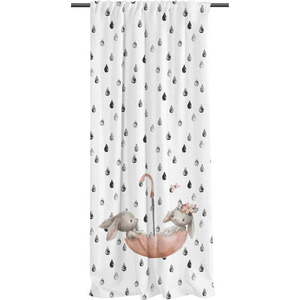 Bílý dětský závěs z bavlněného saténu 110x250 cm Bunnies in the Rain – Butter Kings obraz