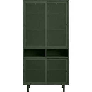 Tmavě zelená kovová skříňka s posuvnými dveřmi 90x180x40 cm Veep – Unique Furniture obraz