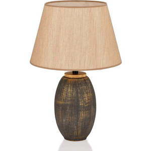 Šedo-béžová stolní lampa s textilním stínidlem (výška 46 cm) – Opviq lights obraz