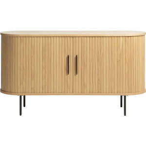 Nízká komoda v dekoru dubu s posuvnými dveřmi v přírodní barvě 140x76 cm Nola – Unique Furniture obraz