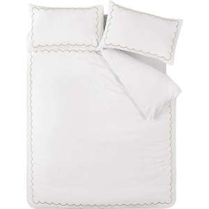 Bílo-zelené prodloužené povlečení na dvoulůžko 230x220 cm Scallop Border – Catherine Lansfield obraz