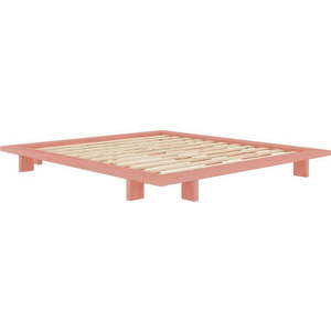 Světle růžová dvoulůžková postel z borovicového dřeva s roštem 140x200 cm Japan – Karup Design obraz