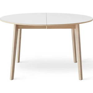 Kulatý rozkládací jídelní stůl s bílou deskou a přídavnou deskou ø 130 cm Single – Hammel Furniture obraz