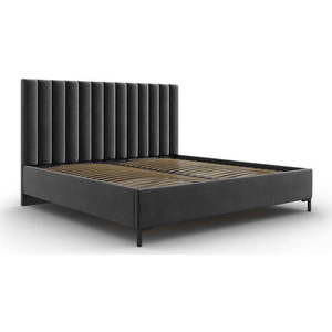 Tmavě šedá čalouněná dvoulůžková postel s úložným prostorem s roštem 140x200 cm Casey – Mazzini Beds obraz