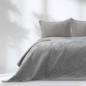 Světle šedý sametový prošívaný přehoz 170x210 cm Laila – AmeliaHome obraz