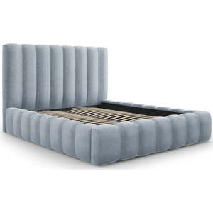 Světle modrá čalouněná dvoulůžková postel s úložným prostorem s roštem 160x200 cm Kelp – Micadoni Home obraz