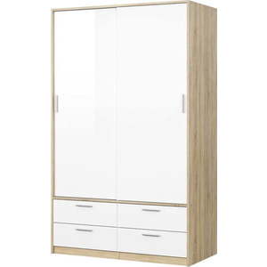 Šatní skříň v dekoru dubu s posuvnými dveřmi v bílo-přírodní barvě 121x200 cm Line – Tvilum obraz