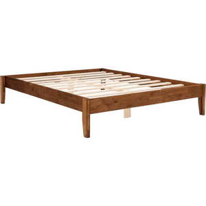 Dvoulůžková postel ze smrkového dřeva s roštem v tmavě hnědo-přírodní barvě 160x200 cm Galaksi – Kalune Design obraz