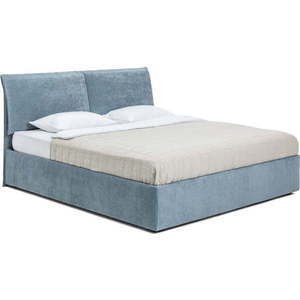Modrá čalouněná dvoulůžková postel s úložným prostorem s matrací/s roštem 160x200 cm Thessa Pillow – Bonami Selection obraz