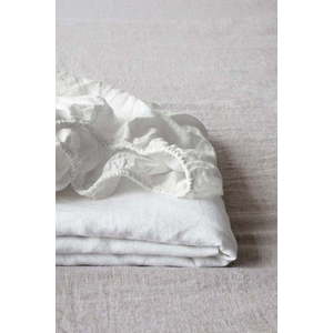 Bílé napínací lněné prostěradlo 200x200 cm White – Linen Tales obraz