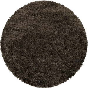 Tmavě hnědý kulatý koberec ø 80 cm Fluffy – Ayyildiz Carpets obraz