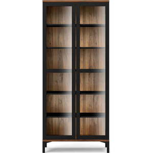 Černá/v přírodní barvě vitrína v dekoru ořechu 89x203x36 cm Roomers – Tvilum obraz