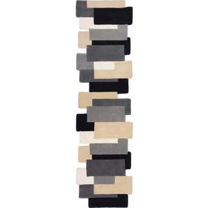 Šedý vlněný běhoun 60x230 cm Collage – Flair Rugs obraz