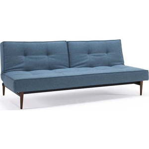 Světle modrá rozkládací pohovka s tmavou dřevěnou podnoží Innovation Splitback Mixed Dance Light Blue obraz
