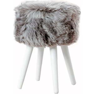 Stolička se šedým sedákem z ovčí kožešiny Native Natural White, ⌀ 30 cm obraz