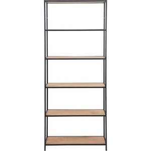 Regál v dekoru dubu v černo-přírodní barvě 77x185 cm Seaford – Actona obraz