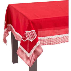 Červený ubrus Casa Selección Hearts, 150 x 210 cm obraz
