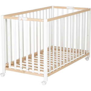Skládací postýlka na kolečkách v bílo-přírodní barvě 60x120 cm Fold up – Roba obraz