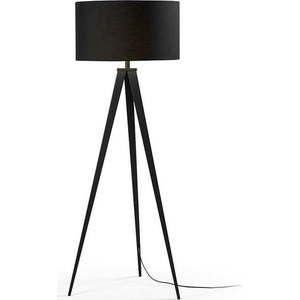 Černá stojací lampa s textilním stínidlem (výška 157 cm) Iguazu – Kave Home obraz