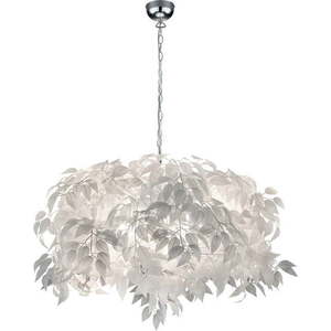 Bílé závěsné svítidlo s pírky Trio Pendant Leavy, výška 150 cm obraz