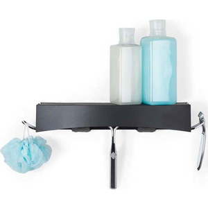 Černá nástěnná samodržící polička Compactor Clever Flip Shower Shelf obraz