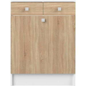 Bílá nízká koupelnová skříňka v dekoru dubu 60x82 cm Combi - TemaHome obraz