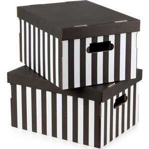 Kartonové úložné boxy s víkem v sadě 2 ks Stripes – Compactor obraz