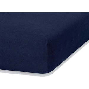 Tmavě modré napínací froté prostěradlo 180x200 cm Ruby – Restilo obraz