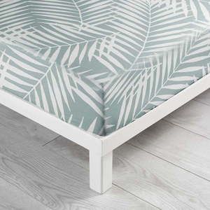 Bílo-zelené napínací bavlněné prostěradlo 90x190 cm Botania – douceur d'intérieur obraz