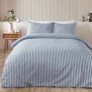 Modré flanelové povlečení na dvoulůžko 200x200 cm Stripe – Catherine Lansfield obraz